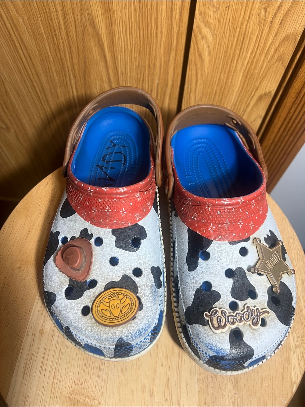 CROCS Kids Cow-Print Clogs with Red Strap